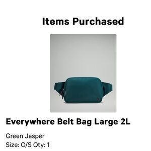 NWT Lululemon Everywhere Belt Bag Large 2L - Green Jasper